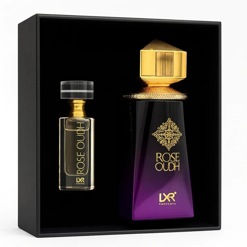 Rose Oudh Gift Set by LXR | 100ml Eau de Parfum + 2ml Perfume Oil | Unisex